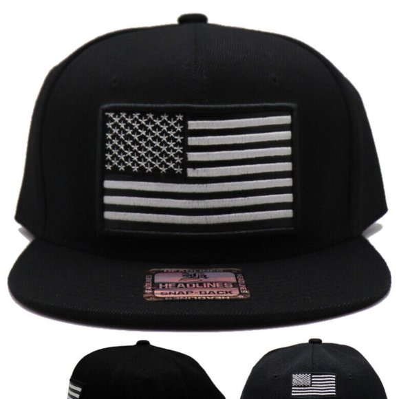 USA Headlines Flag Snapback Hat - Picture 1 of 7